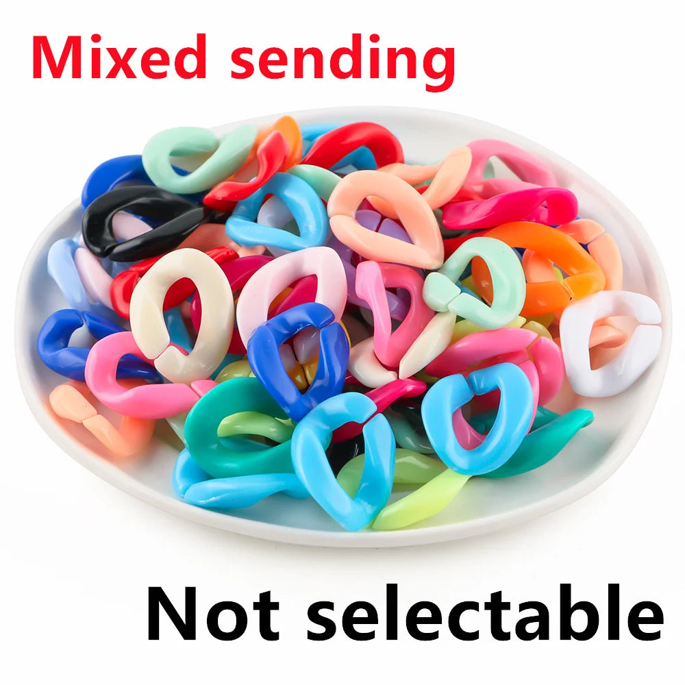 30pcs/lot Colorful Acrylic Link Chain Clasp Open Buckle Beads For Jewelry Making  DIY Necklace Clothing Bag Chains Accessories