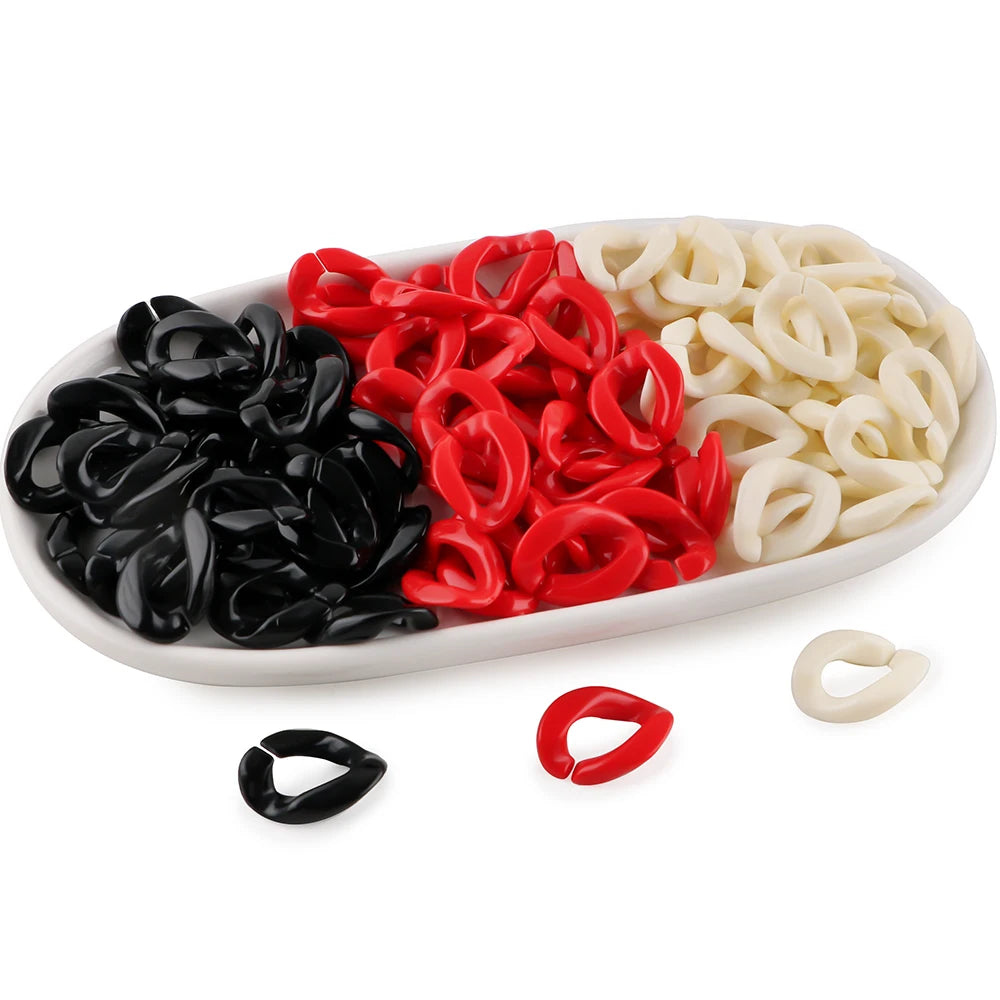 30pcs/lot Colorful Acrylic Link Chain Clasp Open Buckle Beads For Jewelry Making  DIY Necklace Clothing Bag Chains Accessories